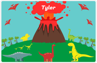 Thumbnail for Personalized Dinosaur Placemat - Dinosaur II - Teal Background -  View