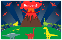 Thumbnail for Personalized Dinosaur Placemat - Dinosaur II - Navy Striped Background -  View