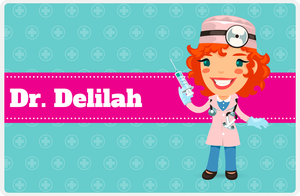 Personalized Doctors & Nurses Placemat XVIII - Redhead Girl -  View