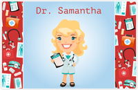 Thumbnail for Personalized Doctors & Nurses Placemat XX - Gear Pattern - Blonde Girl -  View
