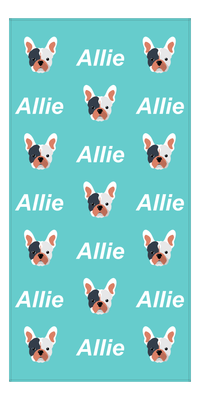 Thumbnail for Personalized Dog Beach Towel - Teal Background - French Bulldog - Vertical - Front View