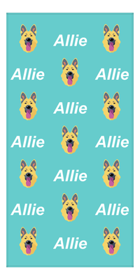 Thumbnail for Personalized Dog Beach Towel - Teal Background - German Shepherd - Vertical - Front View