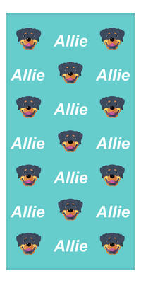 Thumbnail for Personalized Dog Beach Towel - Teal Background - Rottweiler - Vertical - Front View
