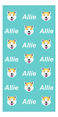 Thumbnail for Personalized Dog Beach Towel - Teal Background - Shiba Inu - Vertical - Front View