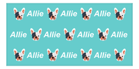 Thumbnail for Personalized Dog Beach Towel - Teal Background - French Bulldog - Horizontal - Front View