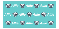 Thumbnail for Personalized Dog Beach Towel - Teal Background - Pug - Horizontal - Front View