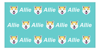 Thumbnail for Personalized Dog Beach Towel - Teal Background - Shiba Inu - Horizontal - Front View