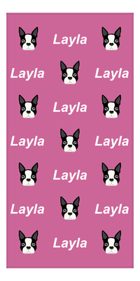 Thumbnail for Personalized Dog Beach Towel - Pink Background - Boston Terrier - Vertical - Front View