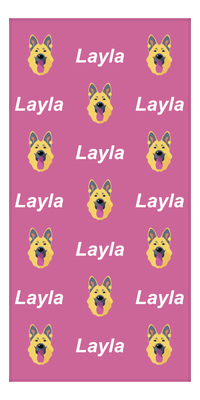 Thumbnail for Personalized Dog Beach Towel - Pink Background - German Shepherd - Vertical - Front View