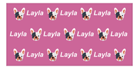 Thumbnail for Personalized Dog Beach Towel - Pink Background - French Bulldog - Horizontal - Front View
