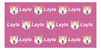 Thumbnail for Personalized Dog Beach Towel - Pink Background - Shiba Inu - Horizontal - Front View