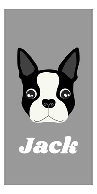Thumbnail for Personalized Dog Beach Towel II - Grey Background - Boston Terrier - Vertical - Front View