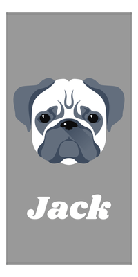 Thumbnail for Personalized Dog Beach Towel II - Grey Background - Pug - Vertical - Front View