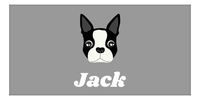 Thumbnail for Personalized Dog Beach Towel II - Grey Background - Boston Terrier - Horizontal - Front View