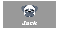 Thumbnail for Personalized Dog Beach Towel II - Grey Background - Pug - Horizontal - Front View