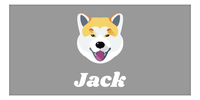 Thumbnail for Personalized Dog Beach Towel II - Grey Background - Shiba Inu - Horizontal - Front View