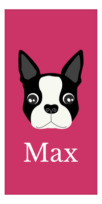 Thumbnail for Personalized Dog Beach Towel II - Pink Background - Boston Terrier - Vertical - Front View