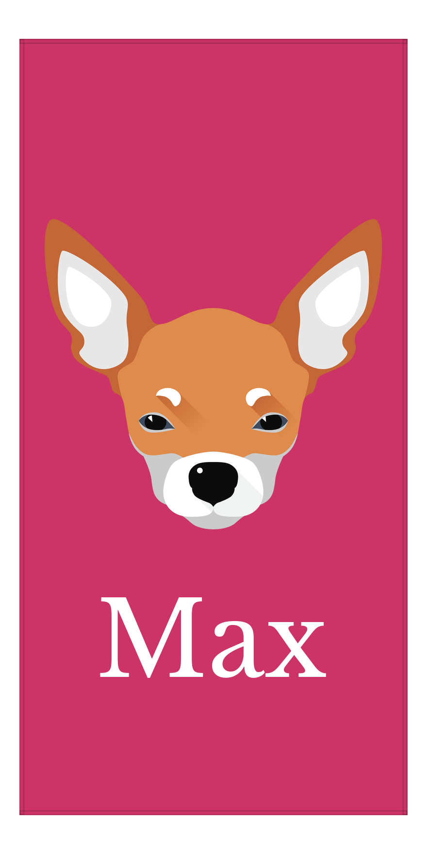 Personalized Dog Beach Towel II - Pink Background - Chihuahua - Vertical - Front View