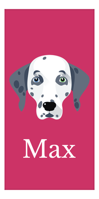 Thumbnail for Personalized Dog Beach Towel II - Pink Background - Dalmatian - Vertical - Front View