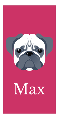 Thumbnail for Personalized Dog Beach Towel II - Pink Background - Pug - Vertical - Front View