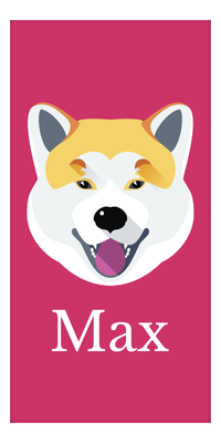 Thumbnail for Personalized Dog Beach Towel II - Pink Background - Shiba Inu - Vertical - Front View
