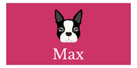 Thumbnail for Personalized Dog Beach Towel II - Pink Background - Boston Terrier - Horizontal - Front View