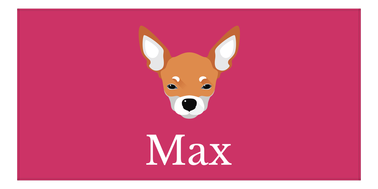 Personalized Dog Beach Towel II - Pink Background - Chihuahua - Horizontal - Front View