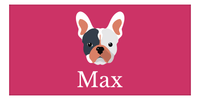 Thumbnail for Personalized Dog Beach Towel II - Pink Background - French Bulldog - Horizontal - Front View