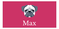 Thumbnail for Personalized Dog Beach Towel II - Pink Background - Pug - Horizontal - Front View