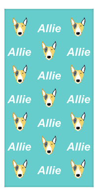 Thumbnail for Personalized Dog Beach Towel - Teal Background - Bull Terrier - Vertical - Front View