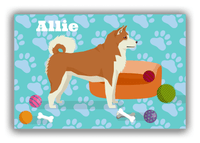 Thumbnail for Personalized Dogs Canvas Wrap & Photo Print I - Teal Background - Akita Inu - Front View