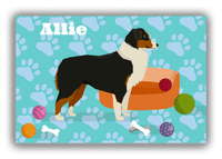 Thumbnail for Personalized Dogs Canvas Wrap & Photo Print I - Teal Background - Australian Shepherd - Front View