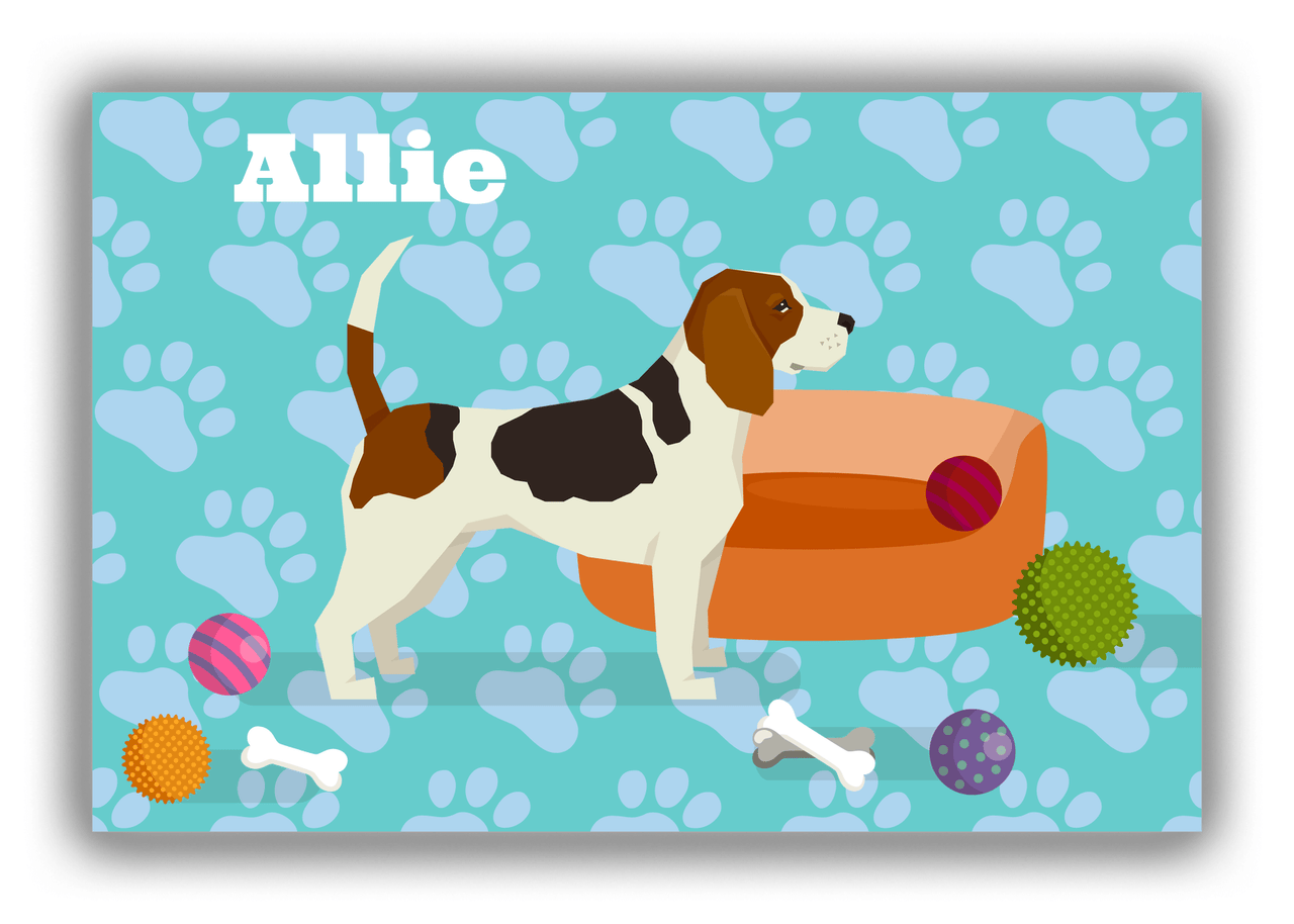 Personalized Dogs Canvas Wrap & Photo Print I - Teal Background - Beagle - Front View