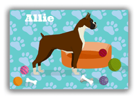 Thumbnail for Personalized Dogs Canvas Wrap & Photo Print I - Teal Background - Boxer - Front View