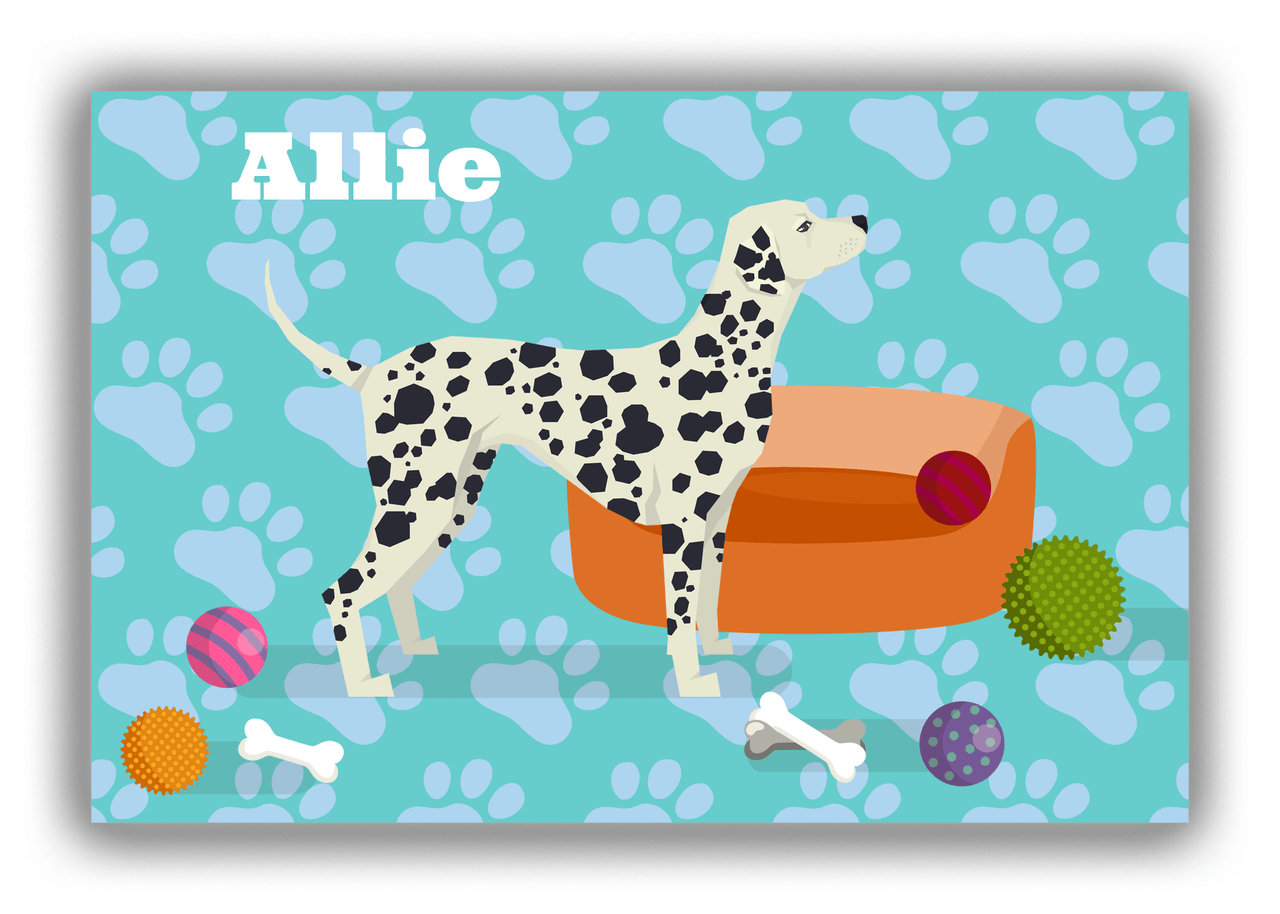 Personalized Dogs Canvas Wrap & Photo Print I - Teal Background - Dalmatian - Front View