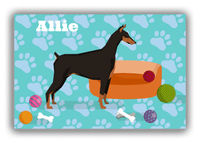 Thumbnail for Personalized Dogs Canvas Wrap & Photo Print I - Teal Background - Doberman - Front View
