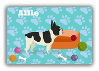 Thumbnail for Personalized Dogs Canvas Wrap & Photo Print I - Teal Background - French Bulldog - Front View