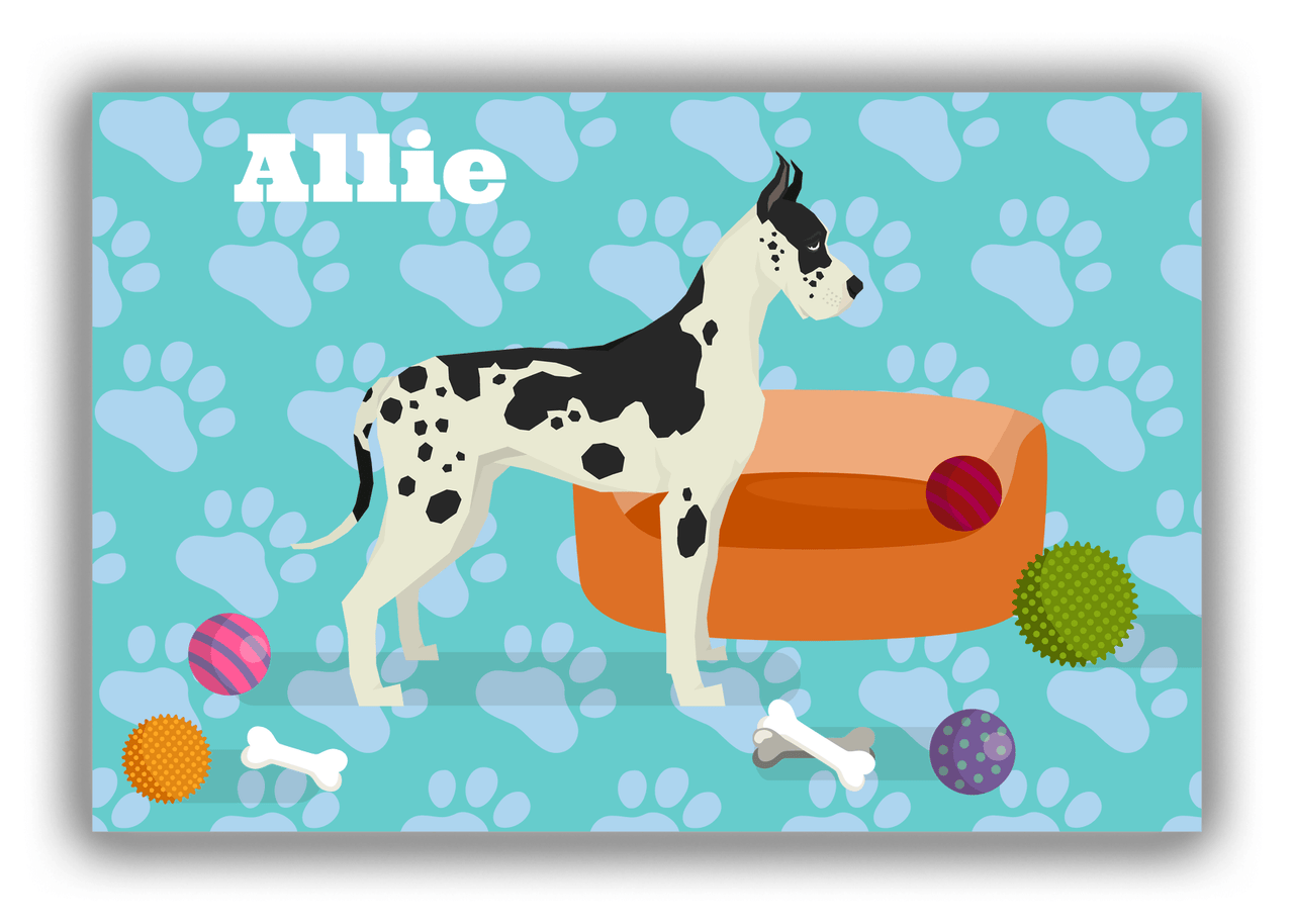 Personalized Dogs Canvas Wrap & Photo Print I - Teal Background - Great Dane - Front View