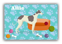 Thumbnail for Personalized Dogs Canvas Wrap & Photo Print I - Teal Background - Greyhound - Front View