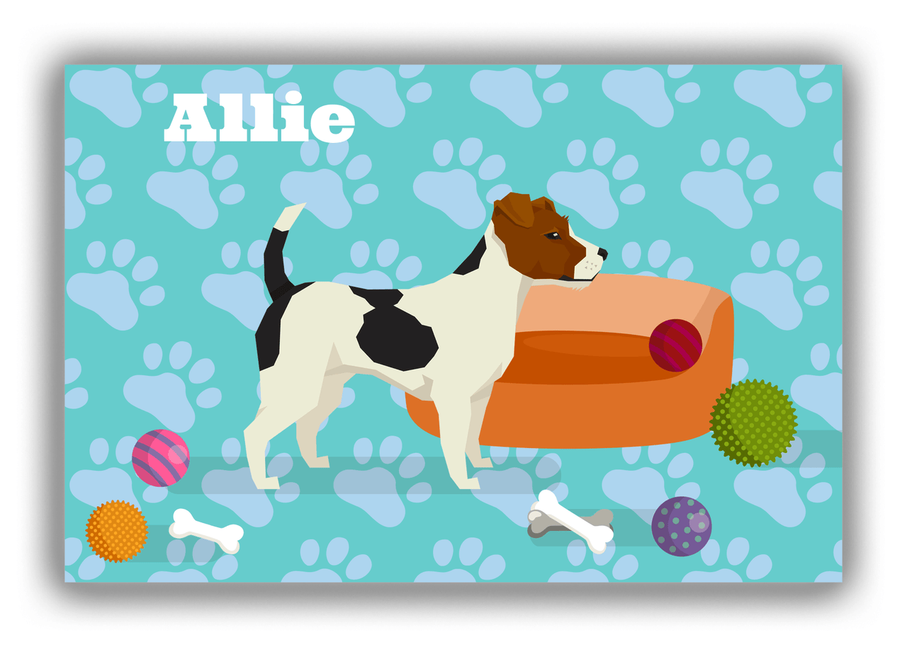 Personalized Dogs Canvas Wrap & Photo Print I - Teal Background - Jack Russell Terrier - Front View