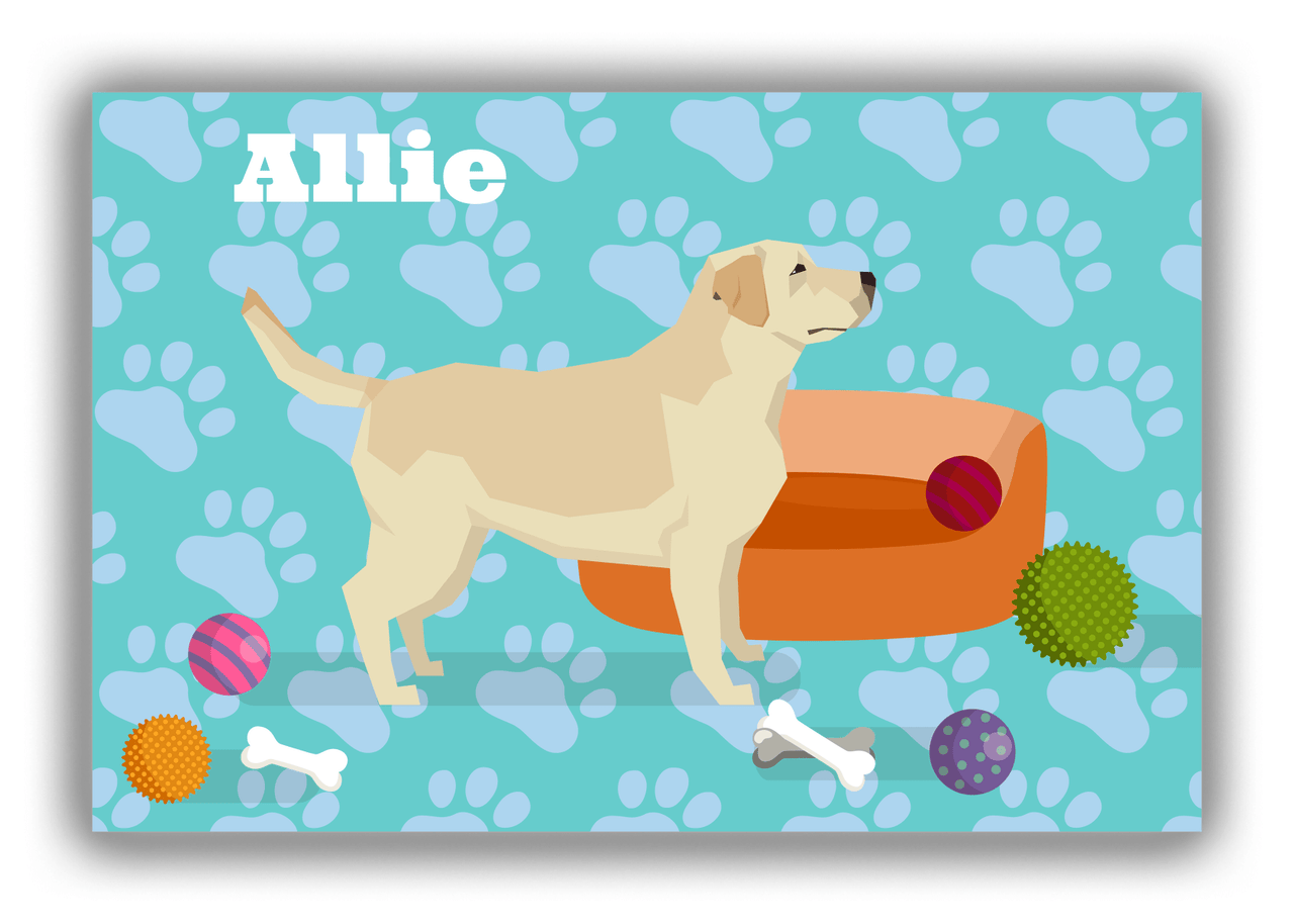 Personalized Dogs Canvas Wrap & Photo Print I - Teal Background - Labrador Retriever - Front View