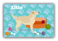 Thumbnail for Personalized Dogs Canvas Wrap & Photo Print I - Teal Background - Labrador Retriever - Front View