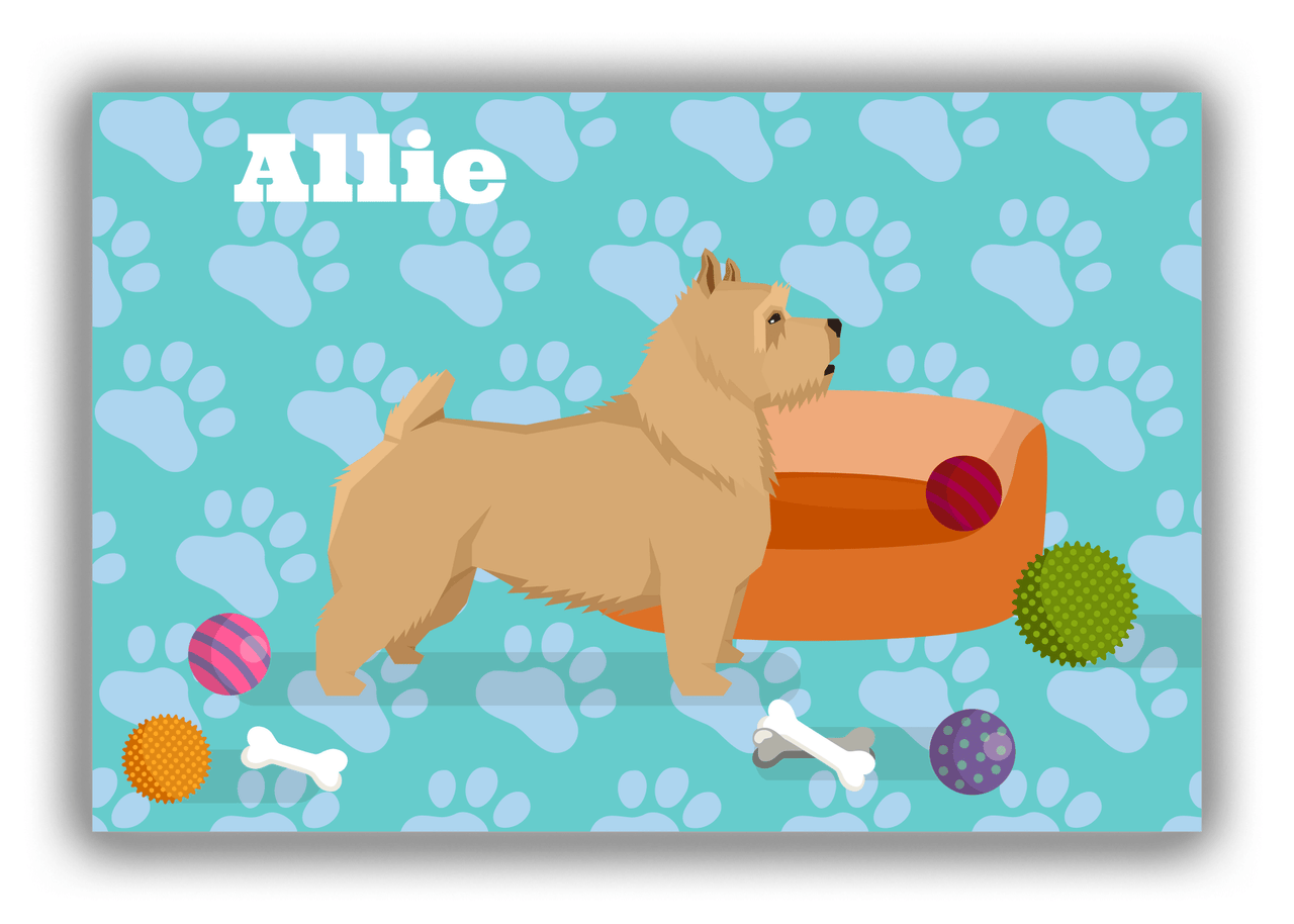 Personalized Dogs Canvas Wrap & Photo Print I - Teal Background - Norwich Terrier - Front View