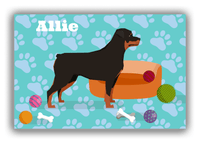 Thumbnail for Personalized Dogs Canvas Wrap & Photo Print I - Teal Background - Rottweiler - Front View