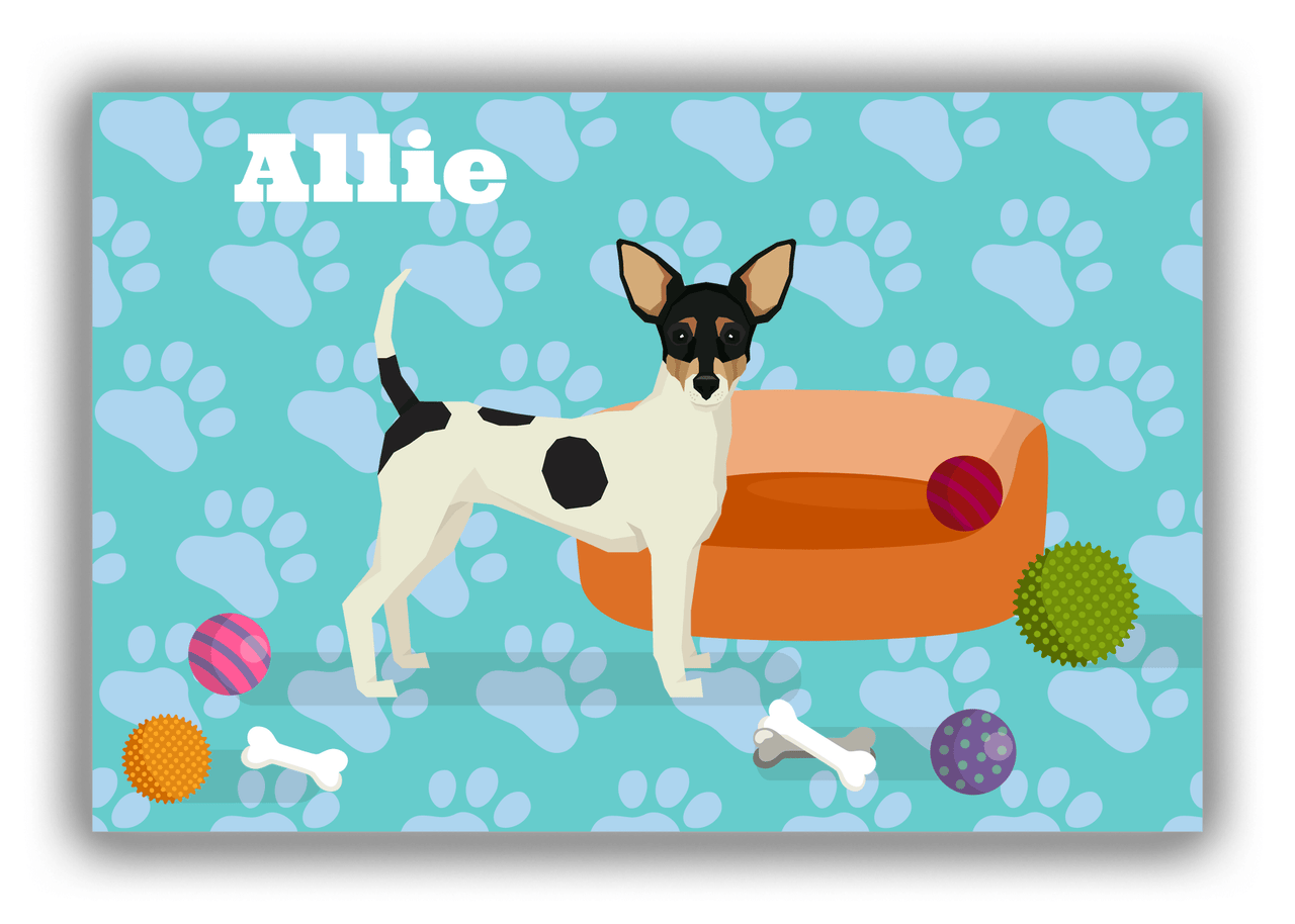 Personalized Dogs Canvas Wrap & Photo Print I - Teal Background - Toy Fox Terrier - Front View