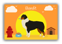Thumbnail for Personalized Dogs Canvas Wrap & Photo Print II - Orange Background - Australian Shepherd - Front View