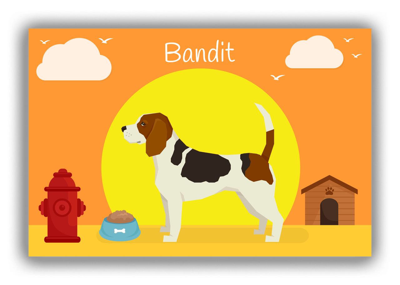Personalized Dogs Canvas Wrap & Photo Print II - Orange Background - Beagle - Front View