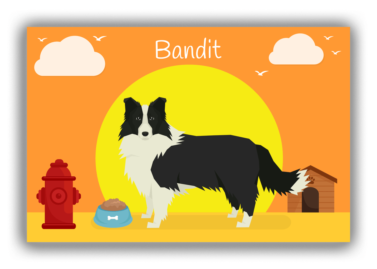 Personalized Dogs Canvas Wrap & Photo Print II - Orange Background - Border Collie - Front View