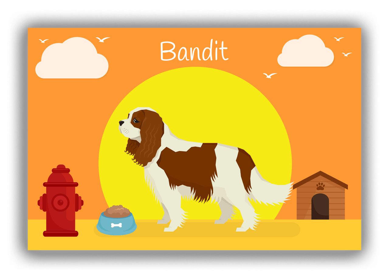 Personalized Dogs Canvas Wrap & Photo Print II - Orange Background - Cavalier King Charles - Front View