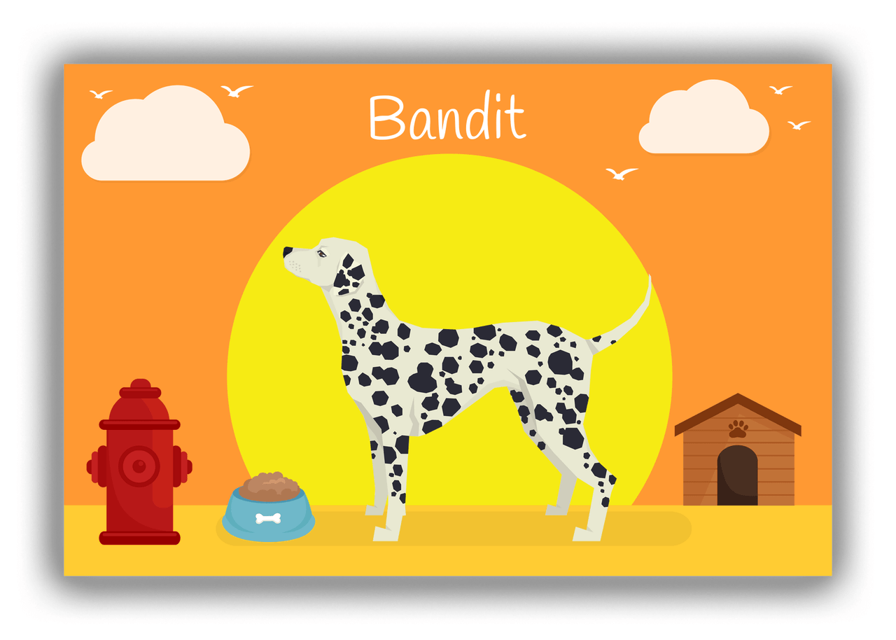 Personalized Dogs Canvas Wrap & Photo Print II - Orange Background - Dalmatian - Front View